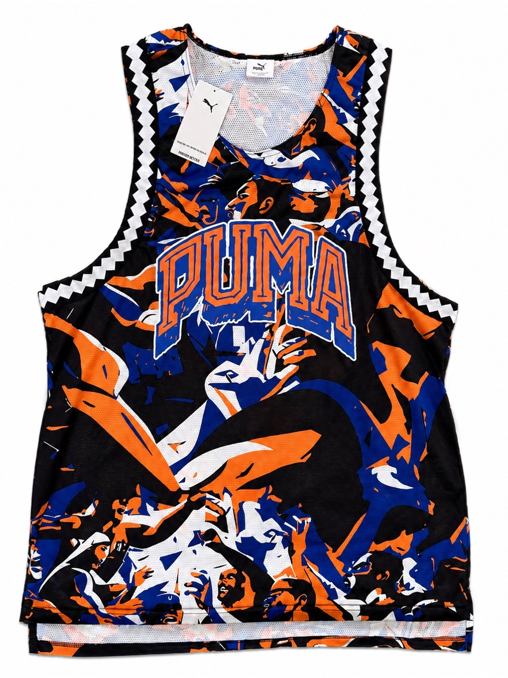Puma Black, Orange & Blue Graphic Basketball Tank